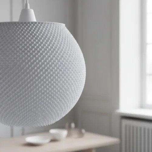 Lámpara Globo Efecto Tela 33cm | Colgante 3D Premium